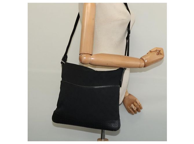 Borsa a Spalla GG Canvas Gucci Nera Argento 145857 Auth gh242 Nero - vista 24