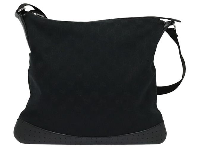 Borsa a Spalla GG Canvas Gucci Nera Argento 145857 Auth gh242 Nero - vista 3