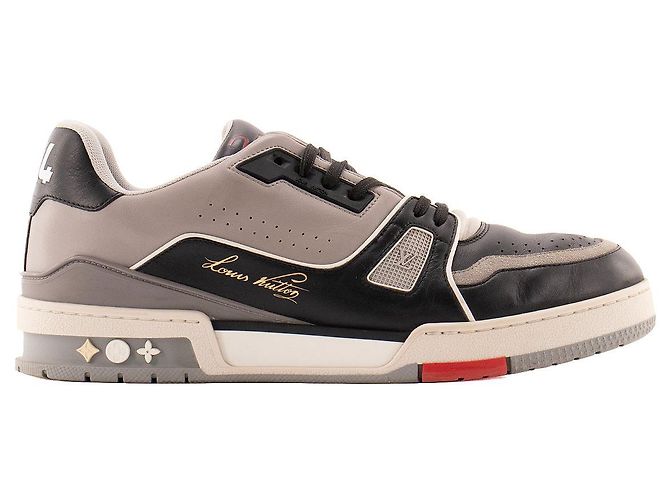 LOUIS VUITTON - Sneakers LV Trainer Low Louis Vuitton in pelle grigia e nera (T42.5) Grigio - vista 2