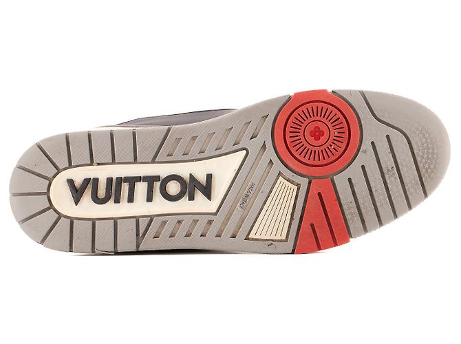 LOUIS VUITTON - Sneakers LV Trainer Low Louis Vuitton in pelle grigia e nera (T42.5) Grigio - vista 3