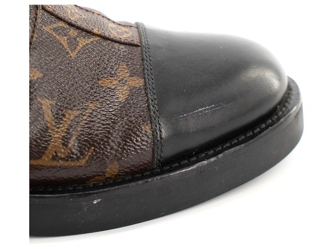 LOUIS VUITTON - Botines Wonderland Louis Vuitton de cuero y lona monogramada (T38) Castaño - vista 6