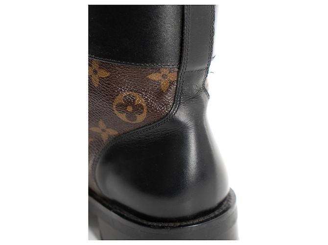 LOUIS VUITTON - Botines Wonderland Louis Vuitton de cuero y lona monogramada (T38) Castaño - vista 7