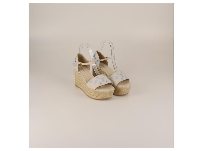 Sandali con zeppa espadrille Monogram Starboard beige chiaro Louis Vuitton - vista 2