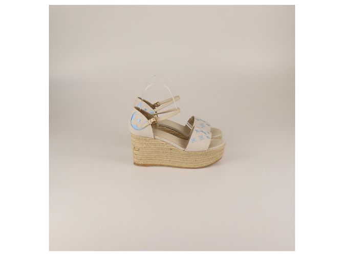 Sandali con zeppa espadrille Monogram Starboard beige chiaro Louis Vuitton - vista 3