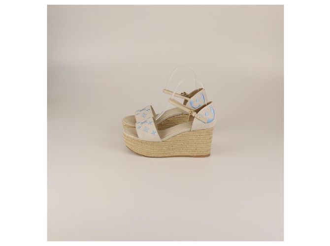 Sandali con zeppa espadrille Monogram Starboard beige chiaro Louis Vuitton - vista 4