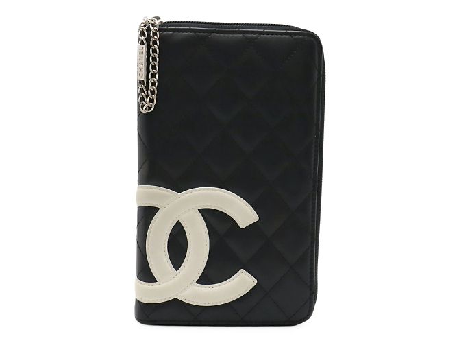 Cartera larga redonda Coco Mark de la línea Cambon de Chanel Negro Rosa Blanco - vista 2