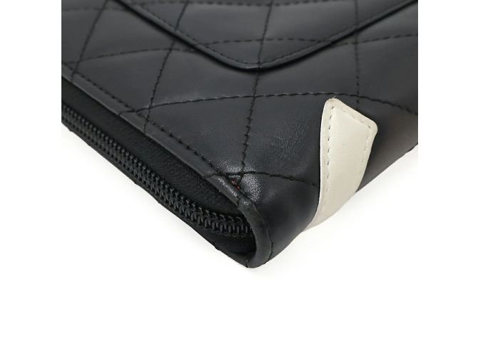 Cartera larga redonda Coco Mark de la línea Cambon de Chanel Negro Rosa Blanco - vista 4