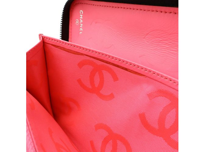 Cartera larga redonda Coco Mark de la línea Cambon de Chanel Negro Rosa Blanco - vista 9
