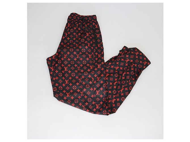 Louis Vuitton Black/Red Monogram Drawstring Track Pants - view 3