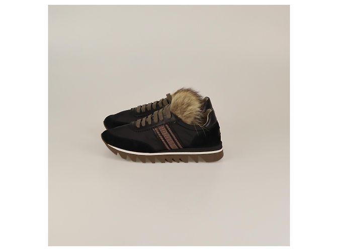 Sneakers Nere con Catena e Pelliccia Brunello Cucinelli Nero - vista 4
