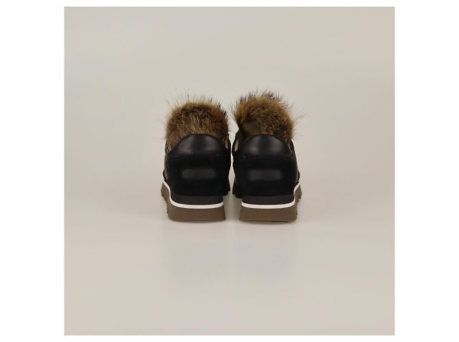 Sneakers Nere con Catena e Pelliccia Brunello Cucinelli Nero - vista 5