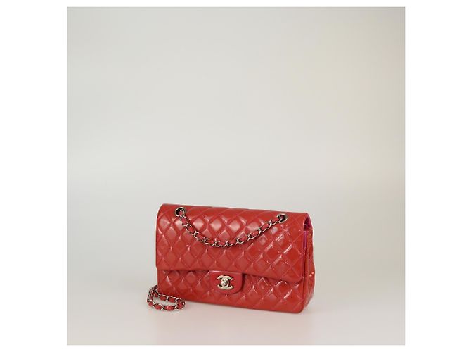 Borsa Chanel Coral Medium Classic in vernice con doppio flap Corallo - vista 2