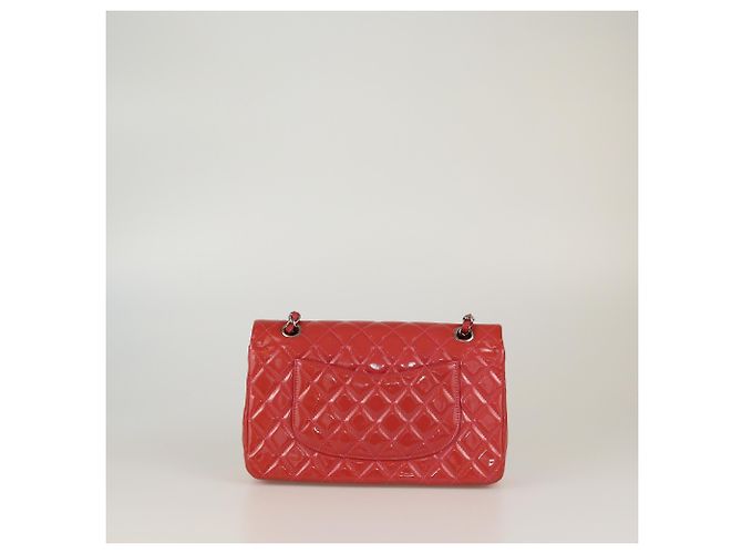 Borsa Chanel Coral Medium Classic in vernice con doppio flap Corallo - vista 3