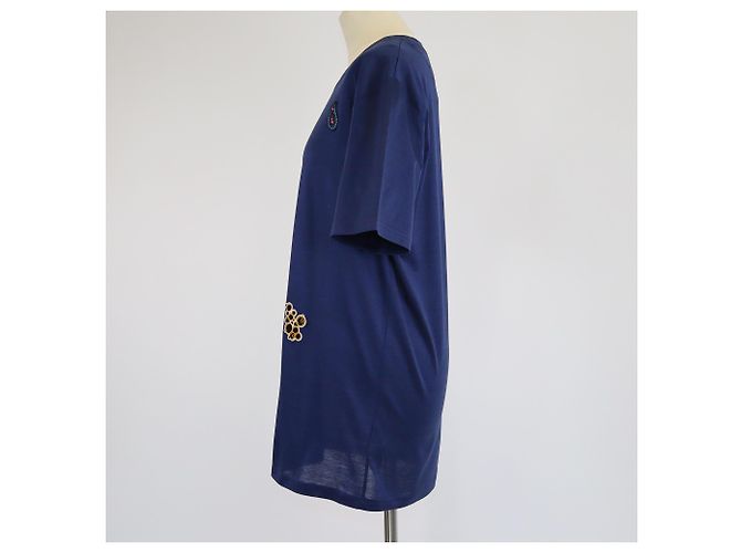 T-shirt ricamata con patch blu navy Lanvin - vista 2
