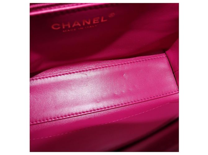 Chanel Mini Kelly Einkaufstasche aus fuchsia gestepptem Denim Fuschia - Ansicht 5