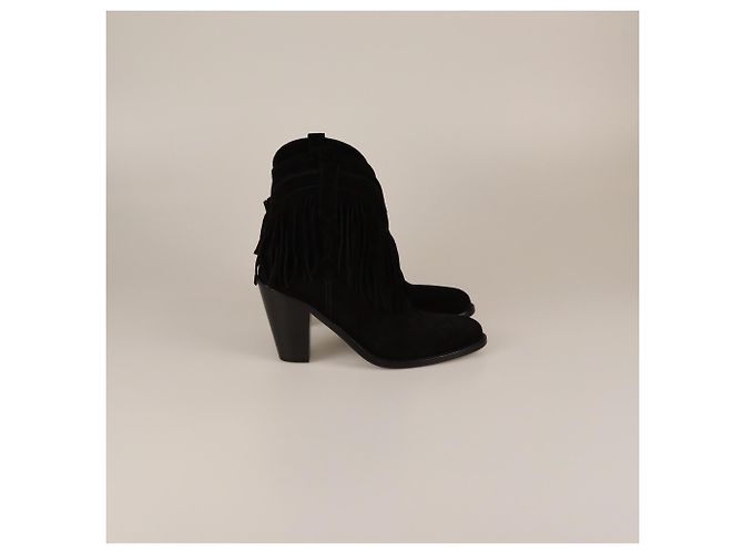 Botines Negros con Flecos de Saint Laurent - vista 3