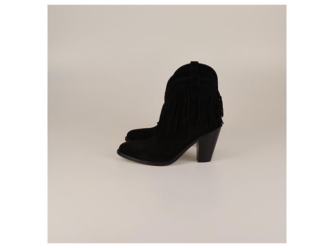 Botines Negros con Flecos de Saint Laurent - vista 4