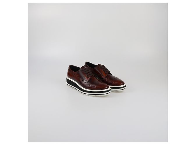 Sneakers Derby a piattaforma in brogue marrone Prada - vista 2