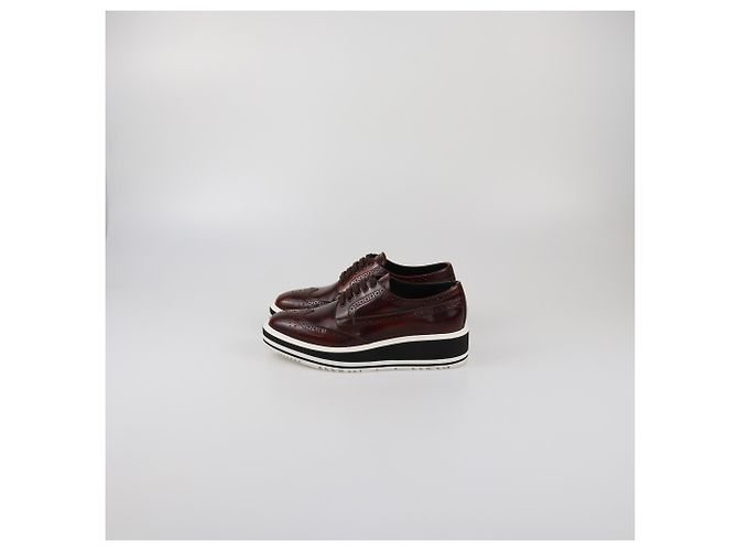 Sneakers Derby a piattaforma in brogue marrone Prada - vista 4