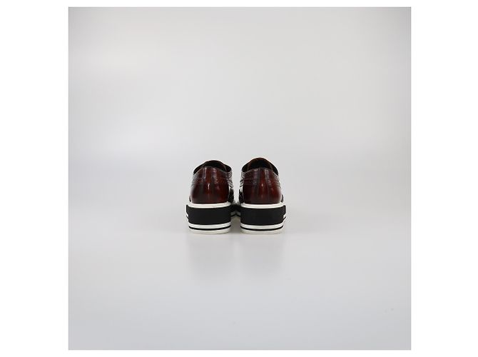 Sneakers Derby a piattaforma in brogue marrone Prada - vista 5