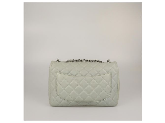 Borsa Chanel Jumbo Classic in caviar trapuntato verde menta - vista 3