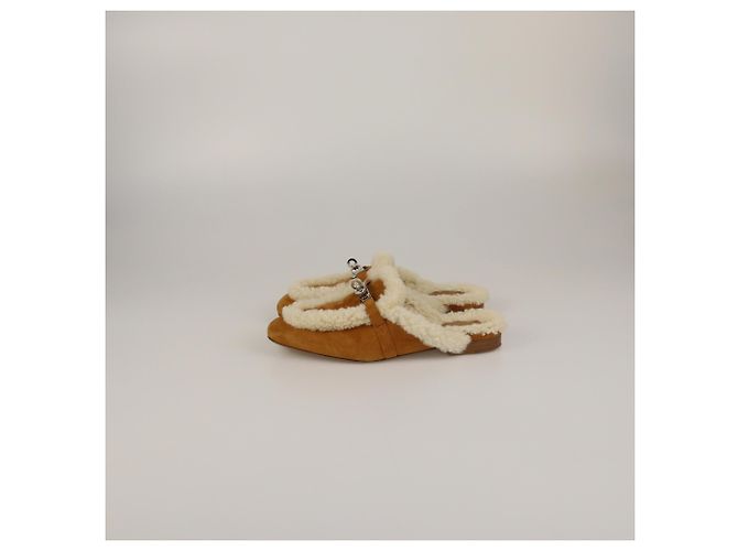 Hermès Naturel Shearling Oz Mules - Ansicht 4