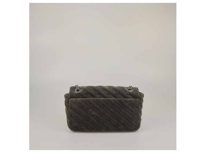 BB Round Borsa a spalla rotonda media BB grigia in rilievo Balenciaga - vista 3