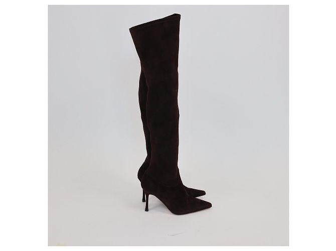 Autre Marque Botas de caña alta de punta marrón oscuro Vanessa Noel - vista 3