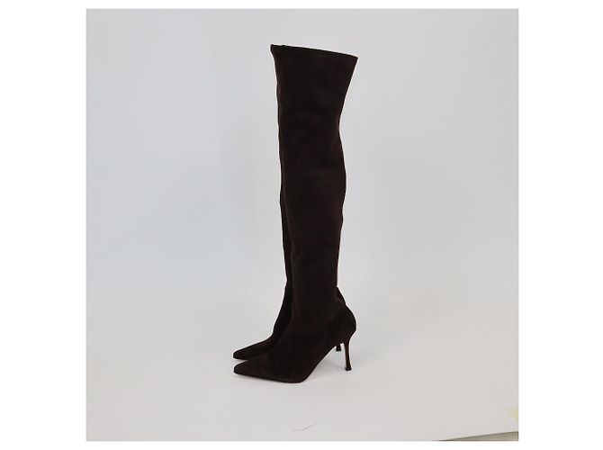 Autre Marque Botas de caña alta de punta marrón oscuro Vanessa Noel - vista 4