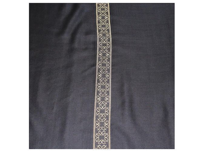 Elie Saab Schwarz/Gold Logo Streifen Schal - Ansicht 2