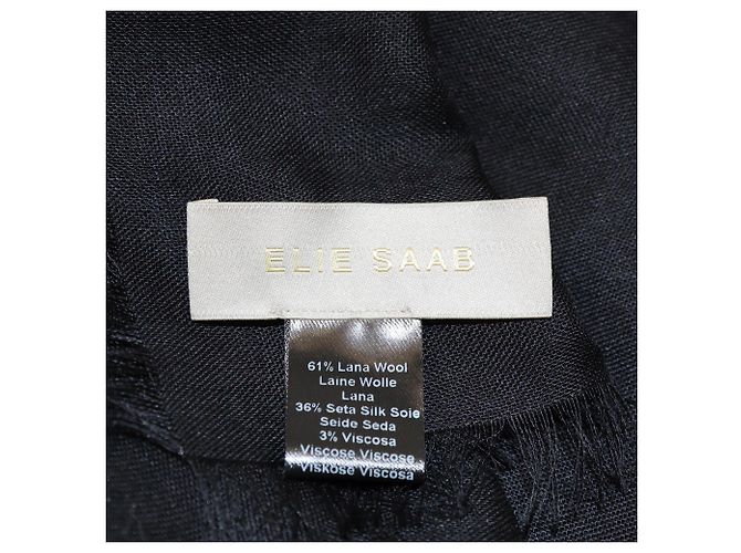 Elie Saab Schwarz/Gold Logo Streifen Schal - Ansicht 3