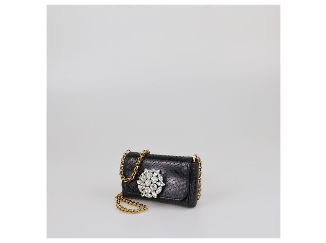 Borsa a spalla in pelle di serpente nera con cristalli di Dolce & Gabbana Nero - vista 2