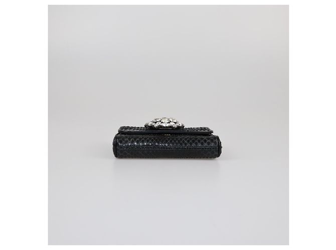 Borsa a spalla in pelle di serpente nera con cristalli di Dolce & Gabbana Nero - vista 4
