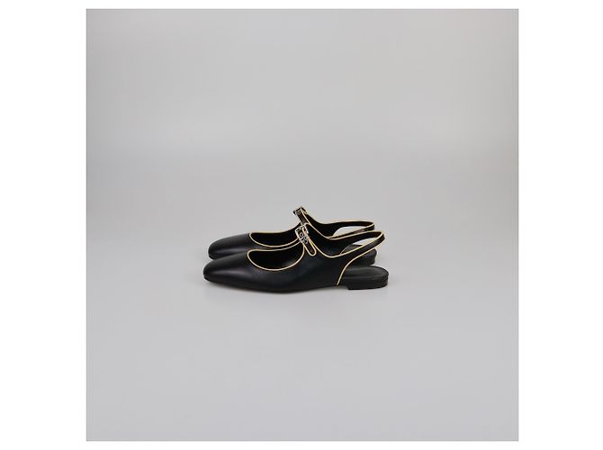 Sandali flat Slingback Malawi Kleo Nero/Giallo di Hermès - vista 4