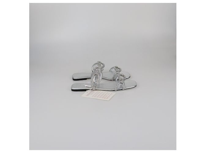 Sandali a scivolo decorati con cristalli Valentino Silver Chain 1967 Argento - vista 3