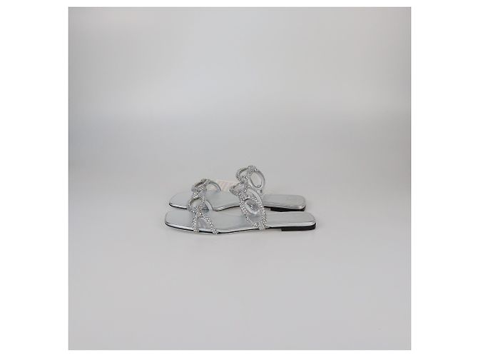Sandali a scivolo decorati con cristalli Valentino Silver Chain 1967 Argento - vista 4