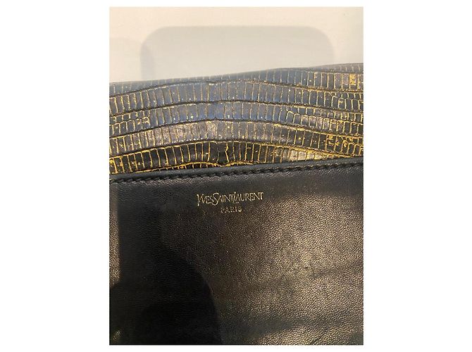 Yves Saint Laurent Rive Gauche Lizard Byzance Clutch Leder Schwarz - Ansicht 3