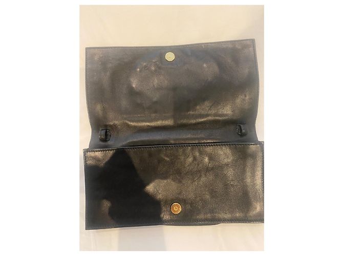 Yves Saint Laurent Rive Gauche Lizard Byzance Clutch Leder Schwarz - Ansicht 4