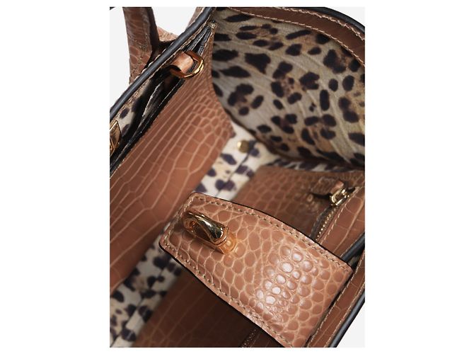 Ermanno Scervino Mini borsa 2 in 1 Maggie in croco marrone - vista 7