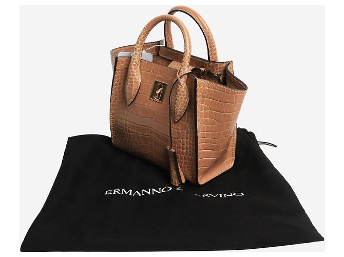 Ermanno Scervino Mini borsa 2 in 1 Maggie in croco marrone - vista 9