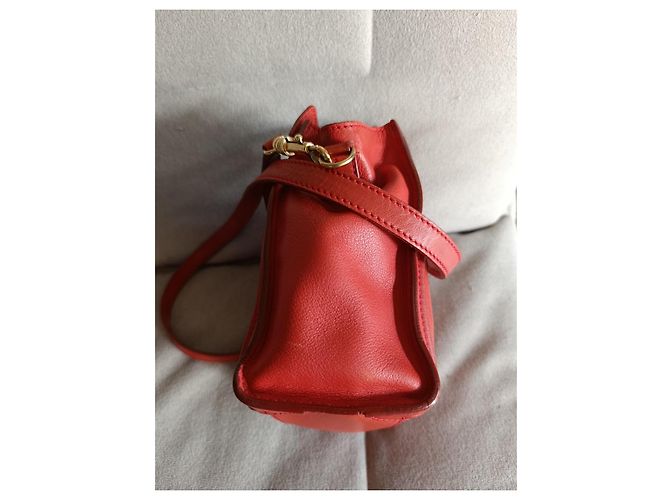 Borsa Céline Nano Luggage rossa in pelle di agnello Rosso - vista 4