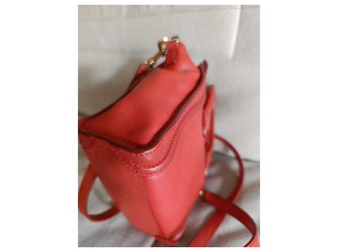 Borsa Céline Nano Luggage rossa in pelle di agnello Rosso - vista 5