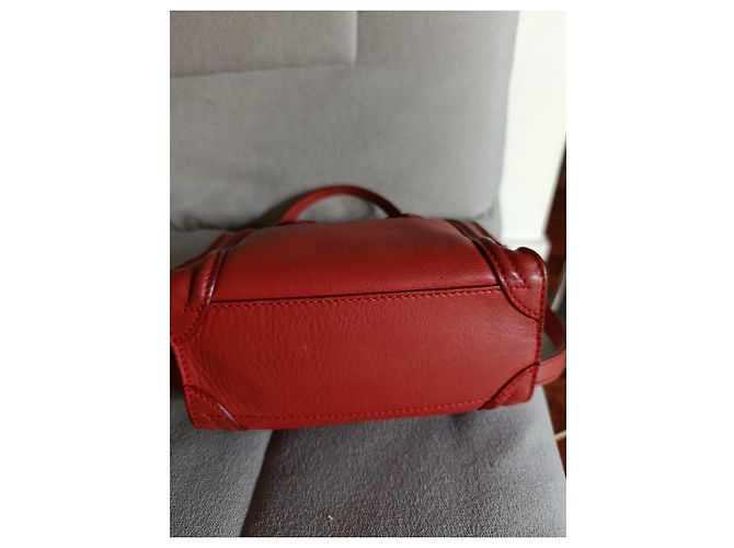 Borsa Céline Nano Luggage rossa in pelle di agnello Rosso - vista 7