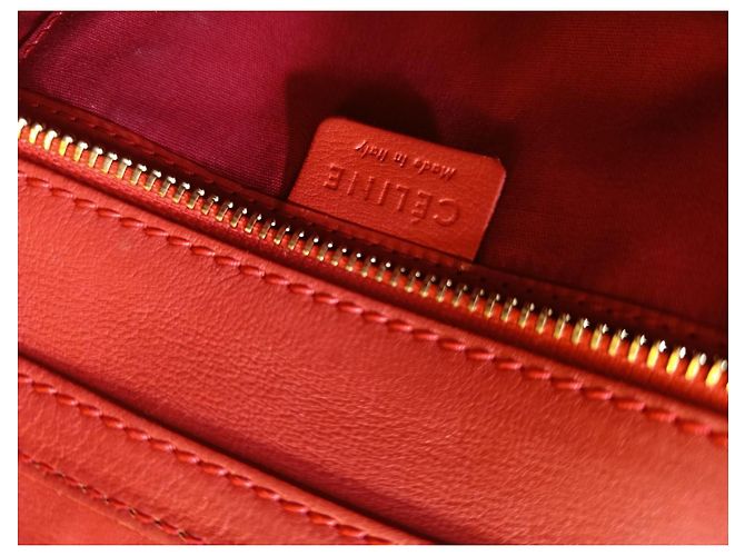 Borsa Céline Nano Luggage rossa in pelle di agnello Rosso - vista 8