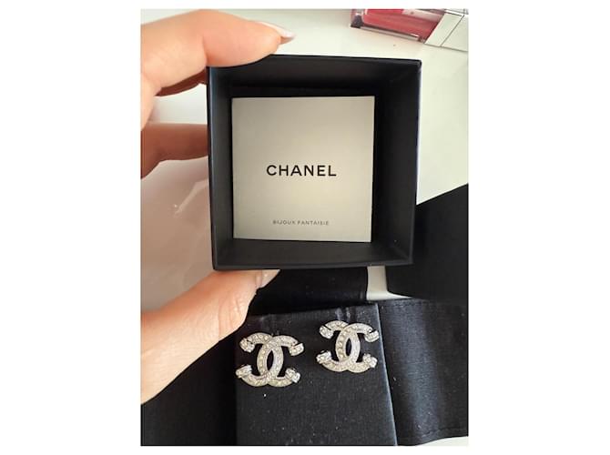 Cambon Orecchini Chanel in acciaio argento Silver hardware - vista 3