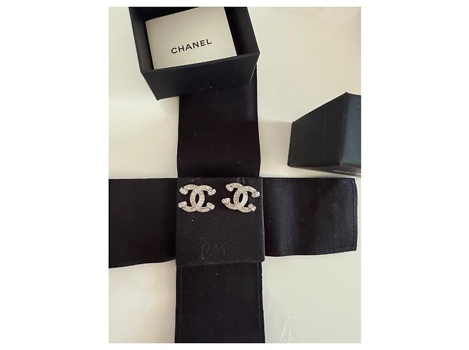 Cambon Orecchini Chanel in acciaio argento Silver hardware - vista 6