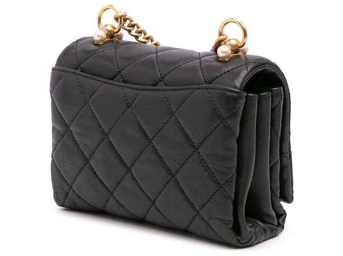 Chanel Mini Nera in Pelle Trapuntata con Perle CC Accordion Nero - vista 2