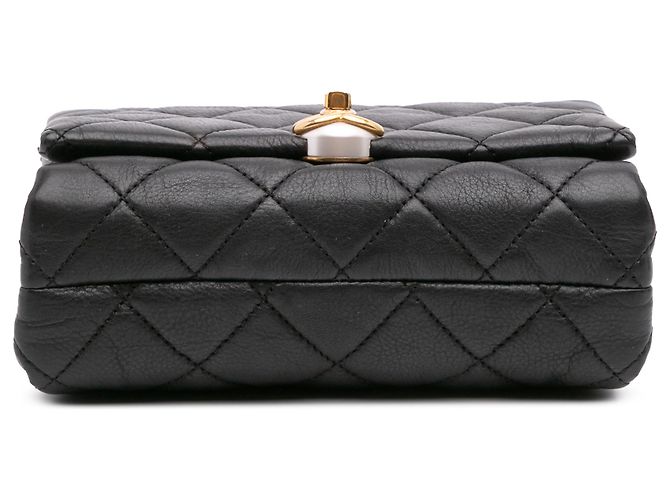 Chanel Mini Nera in Pelle Trapuntata con Perle CC Accordion Nero - vista 3