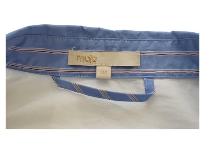 Abito Camicia Maje a Righe Blu in Cotone - vista 3