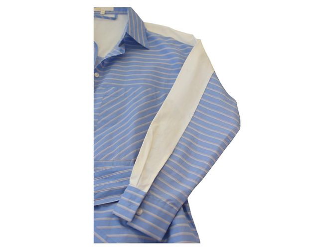 Abito Camicia Maje a Righe Blu in Cotone - vista 4